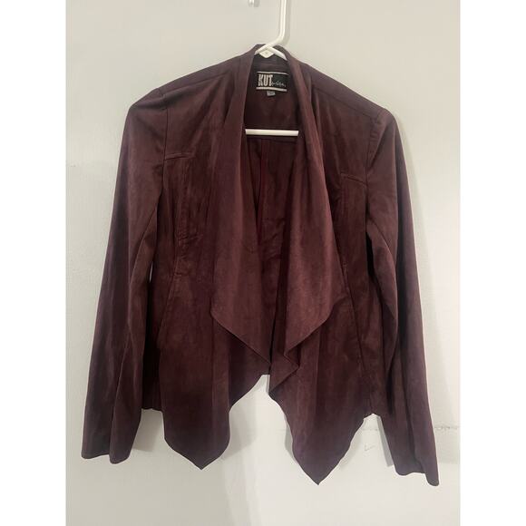 Kut from the Kloth Jacket Women's XS Burgundy Tayanita Faux Suede Blazer - Picture 1 of 6